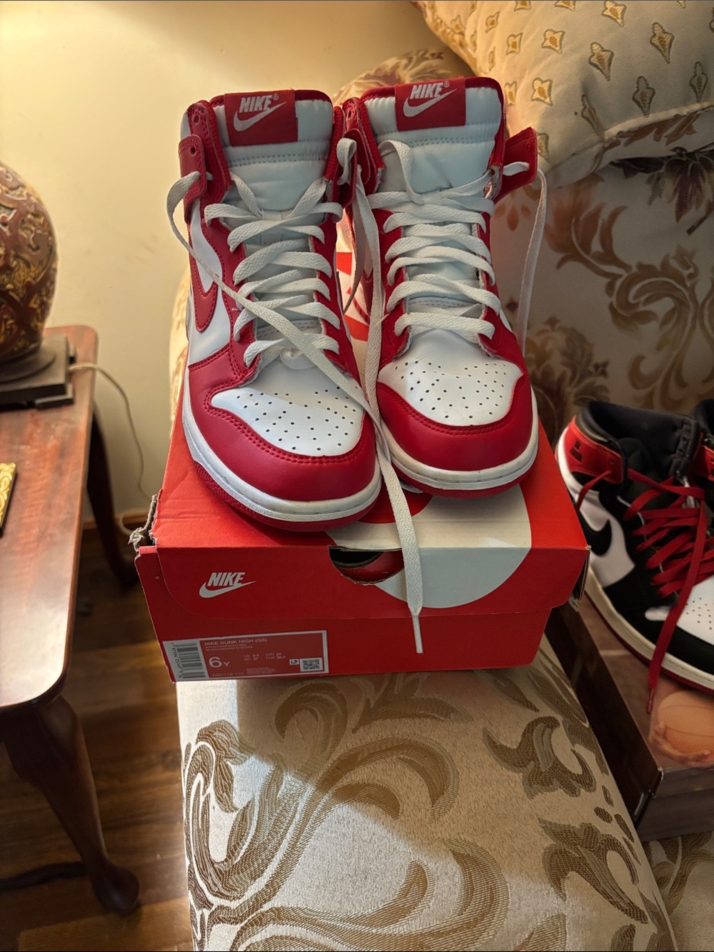 Nike Women’s High-Top Sneakers in White and Red